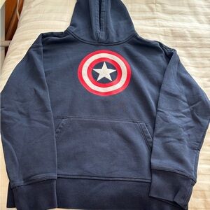 Boys Navy Blue Hoodie with Captain America Logo